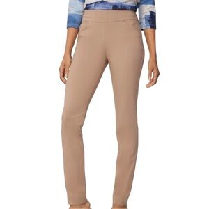 CHICO’s Slim Leg Ponte Ankle Length Pull-On Pants in Tan Size 2 -- CLOSET STAPLE